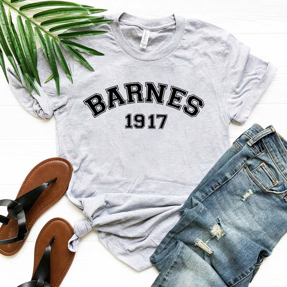 Women's Vintage Alphanumeric Print Short Sleeve T-Shirt