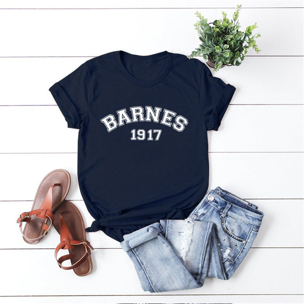Women's Vintage Alphanumeric Print Short Sleeve T-Shirt