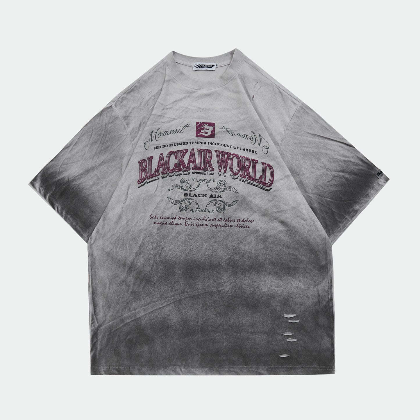 Retro Washed And Worn Cut Letter Foam T-shirt