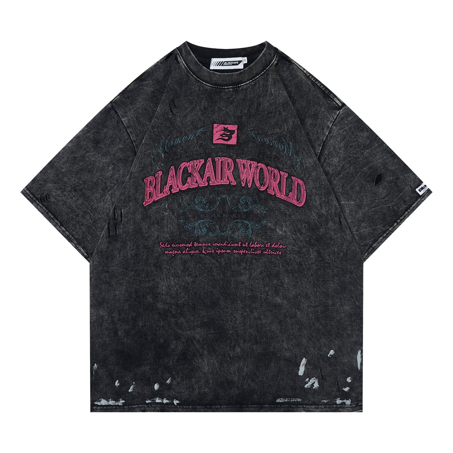 Retro Washed And Worn Cut Letter Foam T-shirt