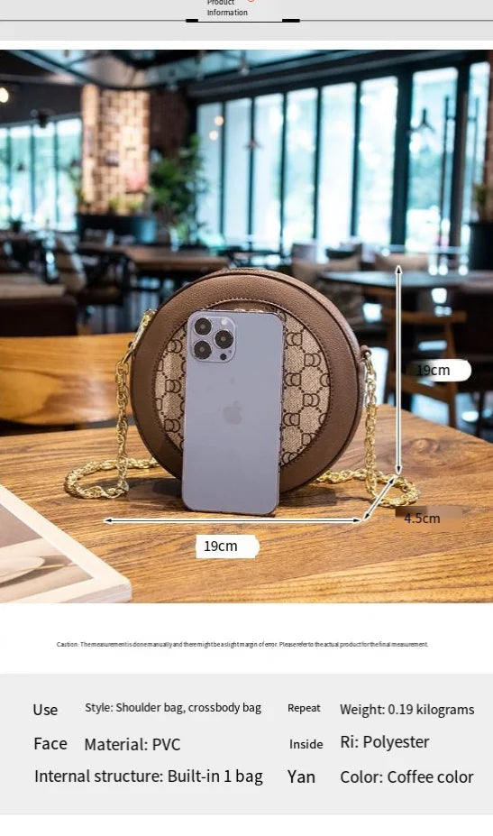 High-end luxury handbag - 2025 new model retro small round bag, versatile round-shaped bag, chain round cake bag, crossbody bag
