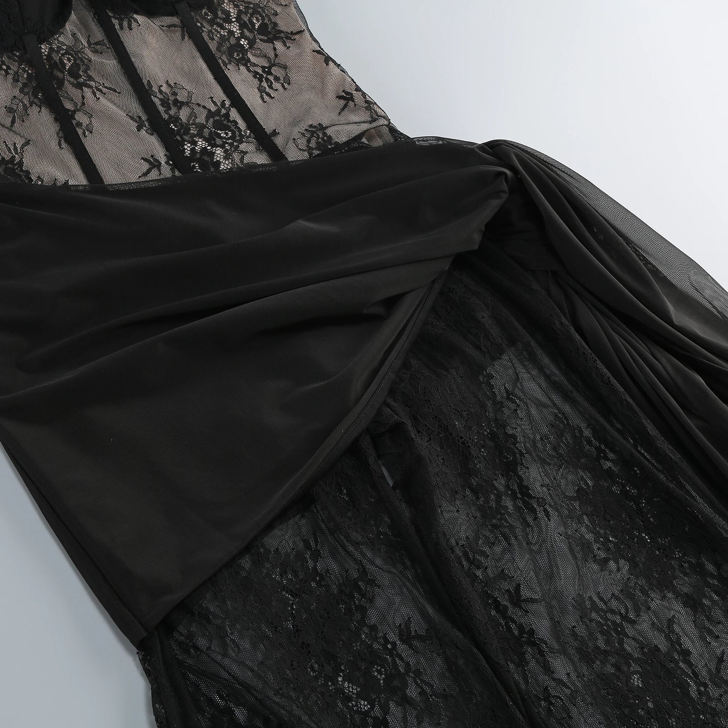 Luxury celebrity photography party nightclub evening gown lace strapless slim fit jumpsuit dress