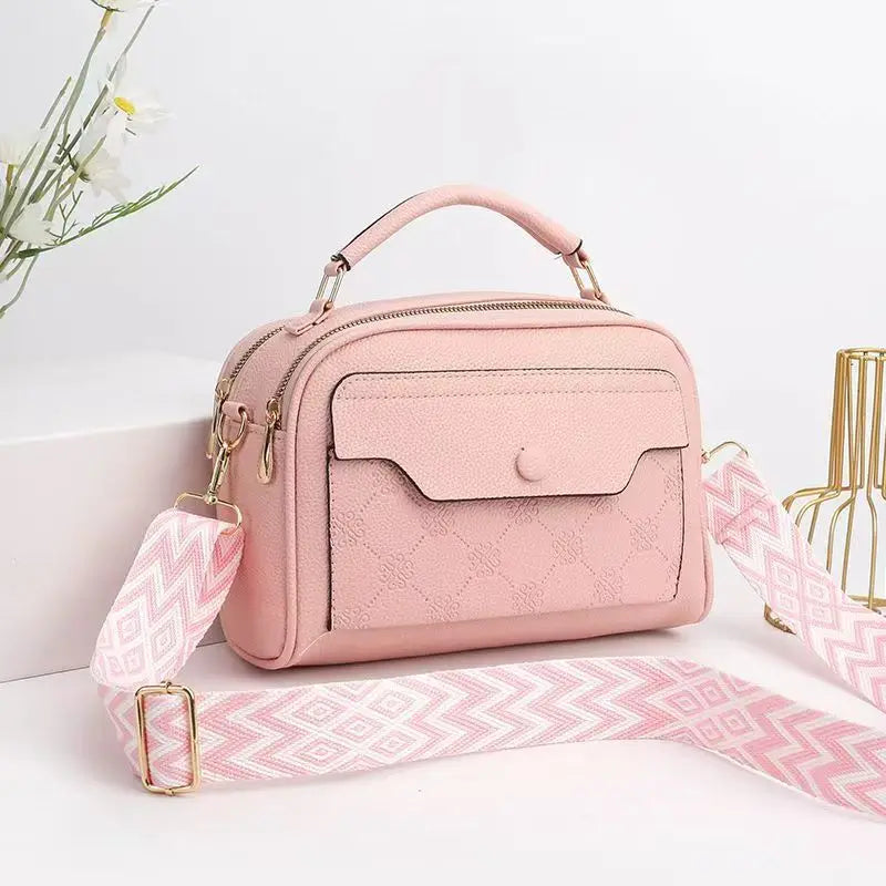 Women's Synthetic Leather Messenger Bag with Detachable Strap, Multi Layer Compartments, Chic Crossbody Purse for School, Travel