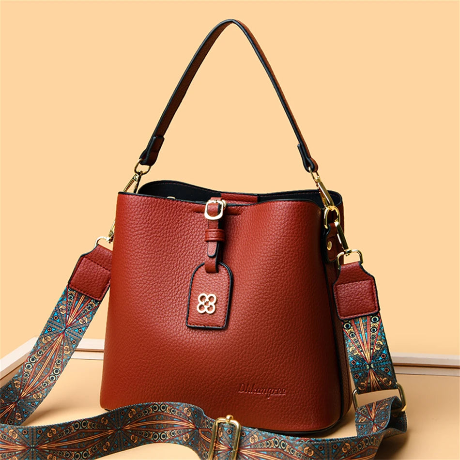 Luxury Designer High Quality Leather Women's Handbag Purses 3 Layers Multifunctional Ladies Shoulder Messenger Bags Sac Femme