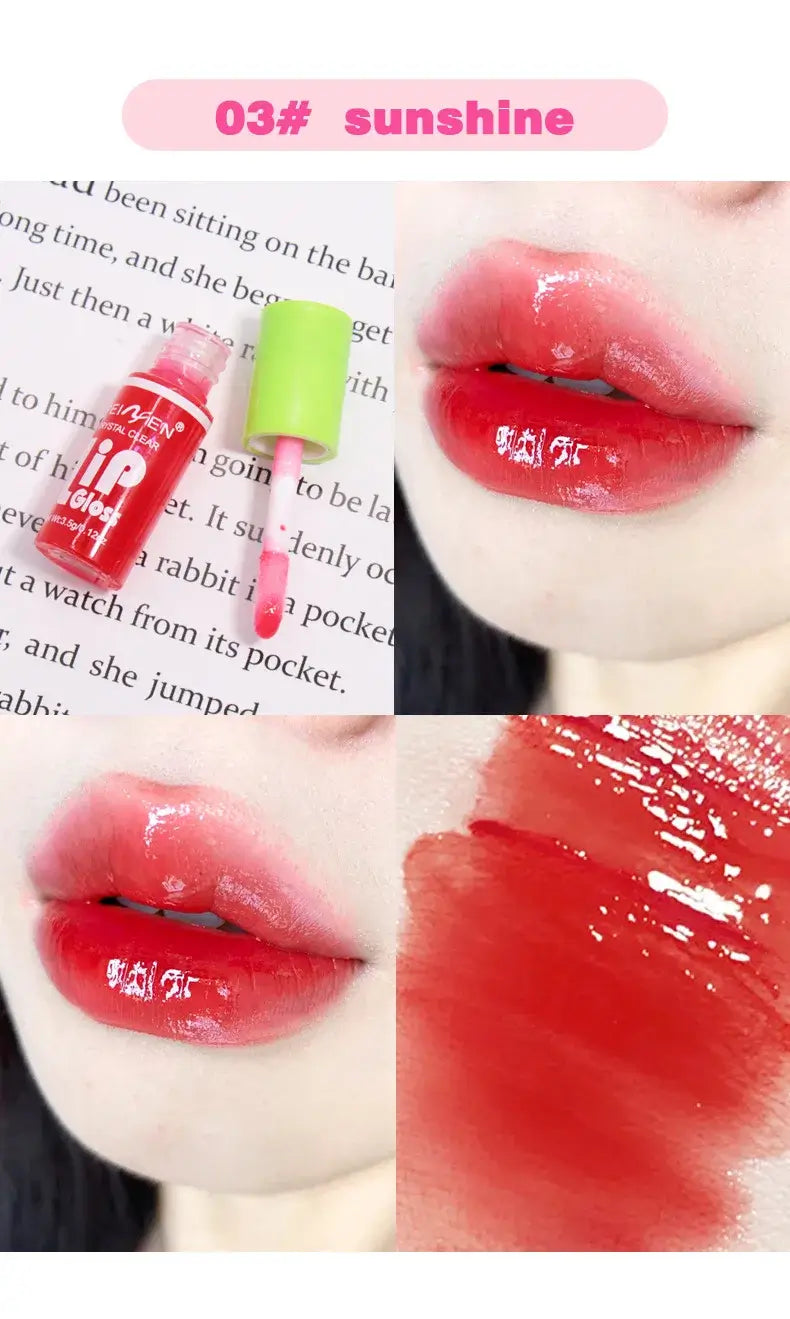 6 Pieces Glass Mirror Lip Gloss Set Hydrating Lightweight Lip Balm Glossy Shimmer Sheer Tint Peach Cherry Pink