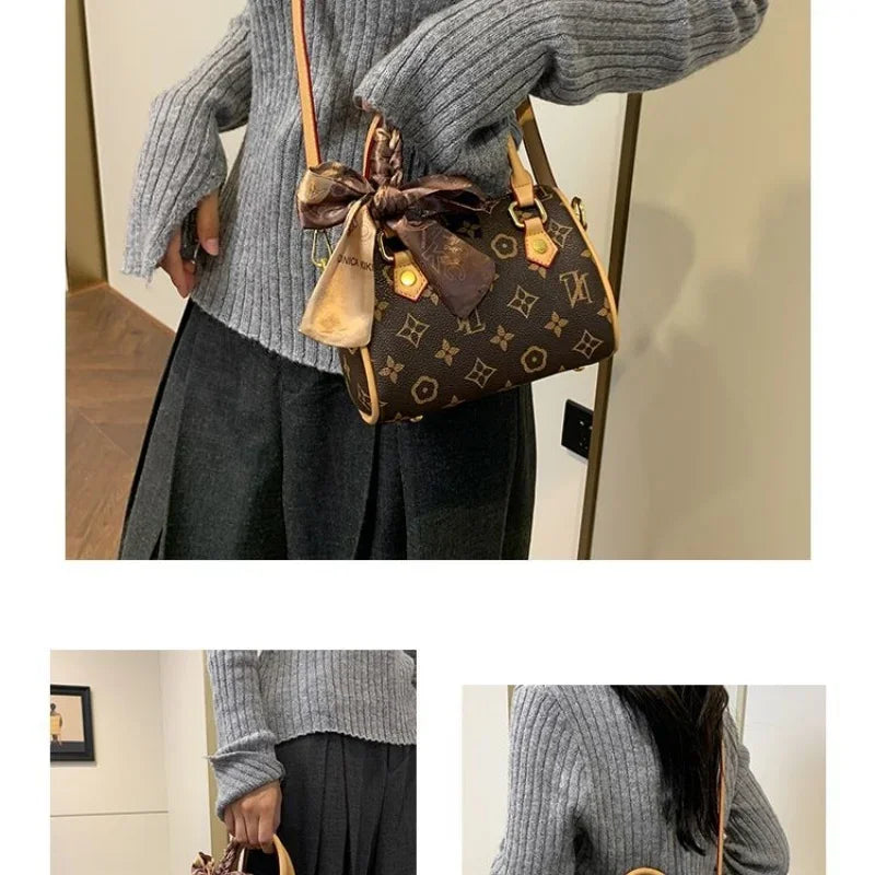 Luxury Messenger Purse Bag - Women's Crossbody Tote With Retro Solid Color & Premium Leather Finish