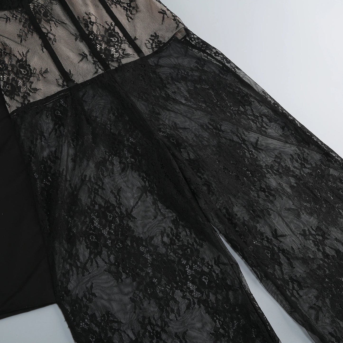 Luxury celebrity photography party nightclub evening gown lace strapless slim fit jumpsuit dress