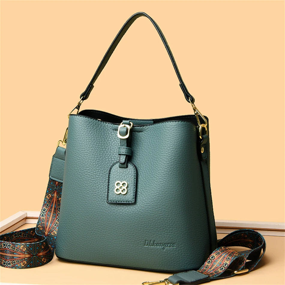 Luxury Designer High Quality Leather Women's Handbag Purses 3 Layers Multifunctional Ladies Shoulder Messenger Bags Sac Femme