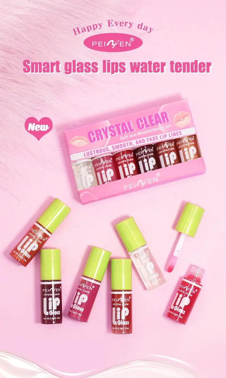 6PCS Moisturizing Lip Gloss Transparent Lip Oil Hydrating Lip Glaze Lip Plumper Hydrating Make Up Liquid Lipstick Lips Cosmetics