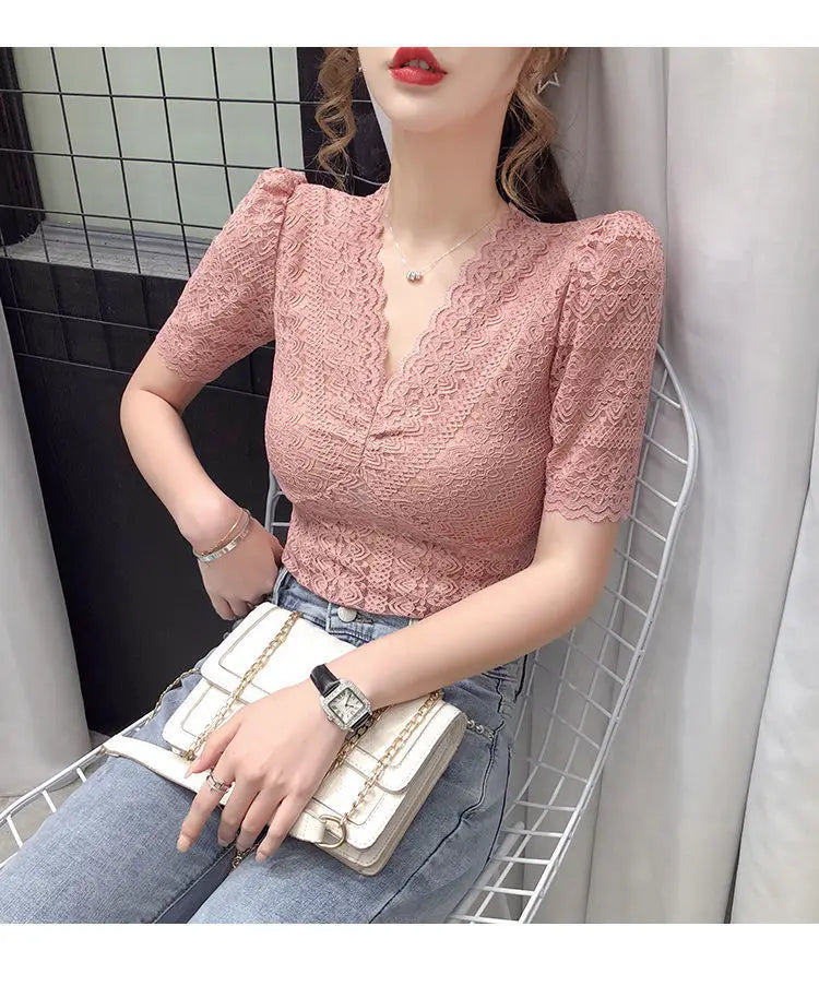 Womens Tops And Blouses Summer Short Sleeve Blouse Women Blusas Mujer De Moda 2022 Turtleneck Knitted Blouse Shirt Tops
