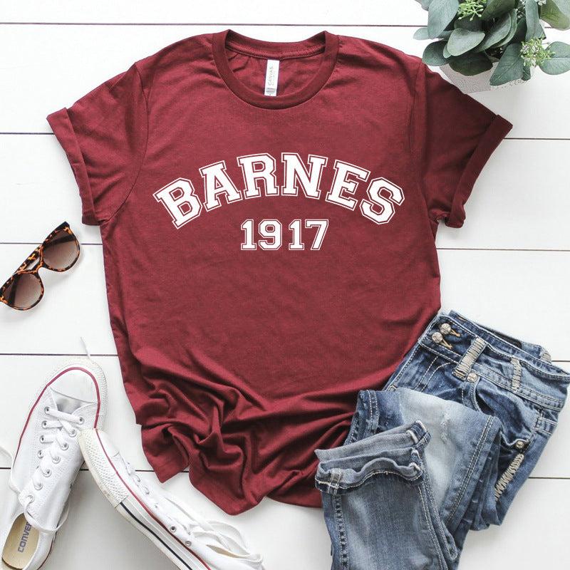 Women's Vintage Alphanumeric Print Short Sleeve T-Shirt