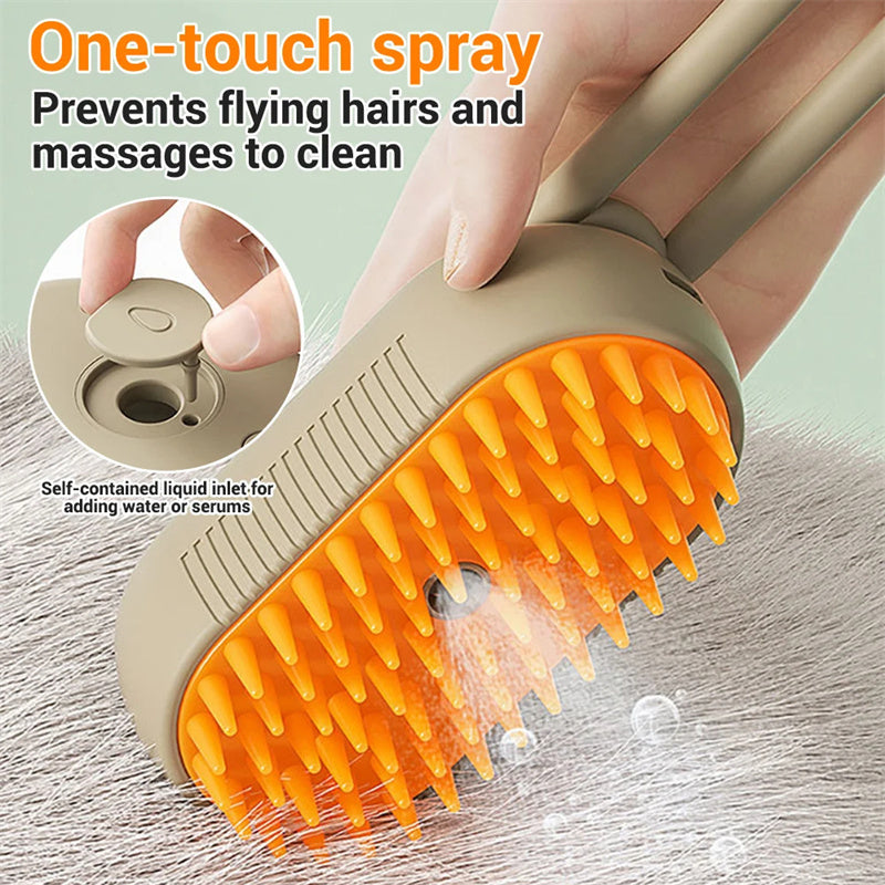 3-in-1 Electric Cat & Dog Grooming Brush with Steam Spray