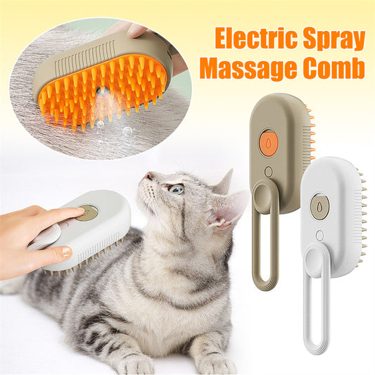 3-in-1 Electric Cat & Dog Grooming Brush with Steam Spray