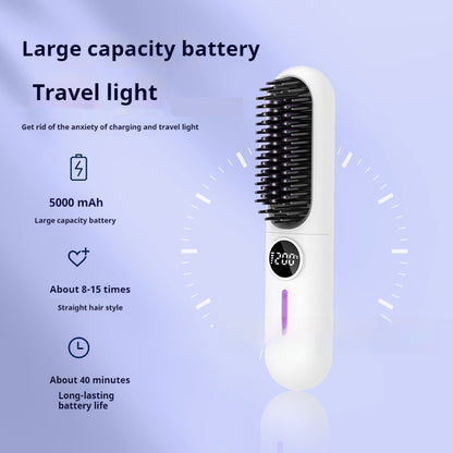 Lazy Wireless Straight Comb Portable LCD Hair Straightener Ceramic Heating