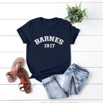 Women's Vintage Alphanumeric Print Short Sleeve T-Shirt