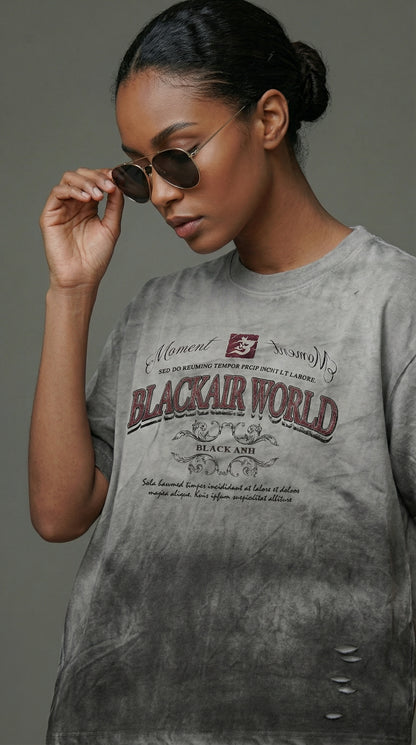 Foam Print T-shirt – Retro Washed &amp; Cut Letter