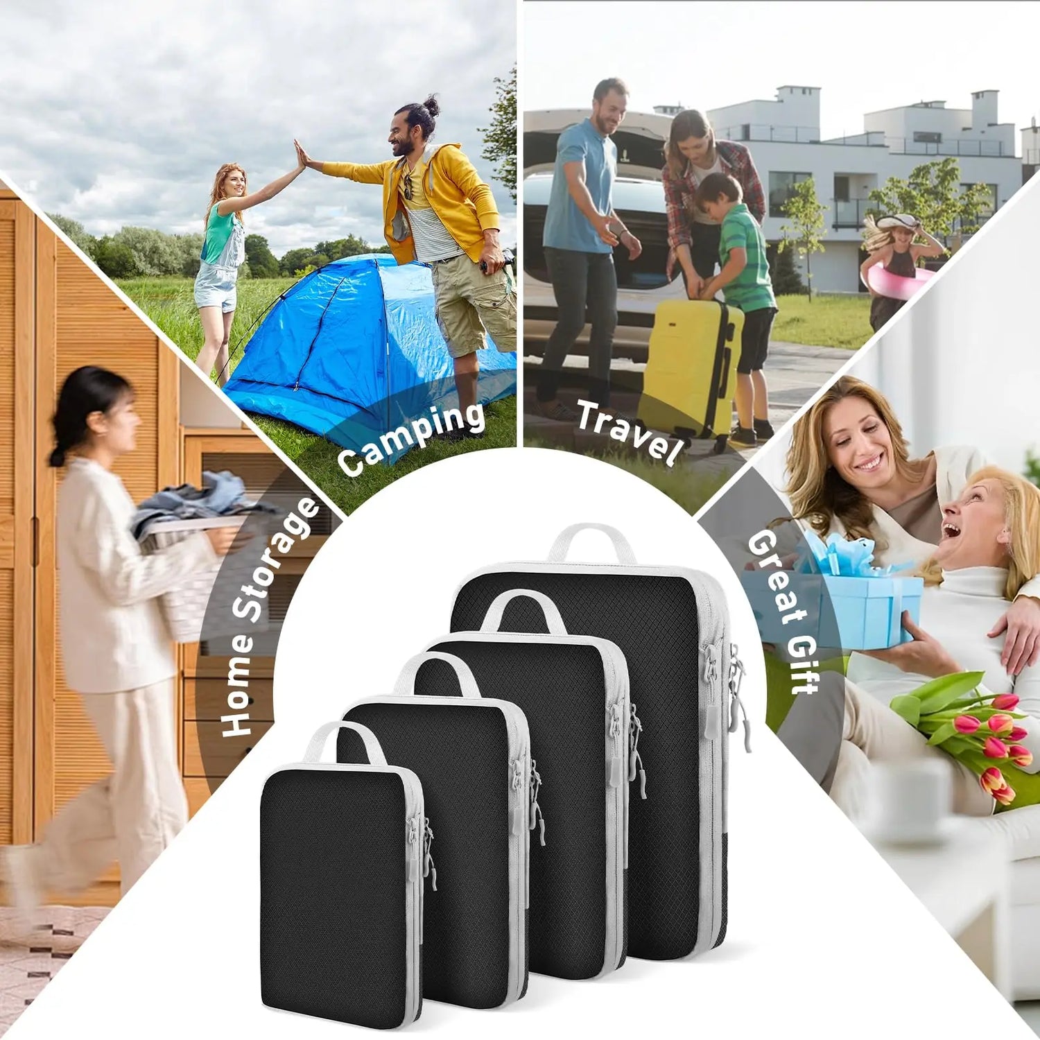 Compression Packing Cubes for Travel, Luggage Packing Organizer Bag Compressible Expandable Organizer Cubes For Carry On Travel