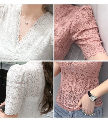 Womens Tops And Blouses Summer Short Sleeve Blouse Women Blusas Mujer De Moda 2022 Turtleneck Knitted Blouse Shirt Tops