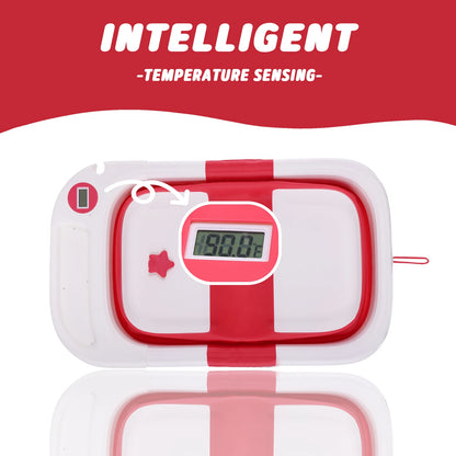 Baby Bathtub, Baby Bath Tub with Soft Cushion & Thermometer, Baby