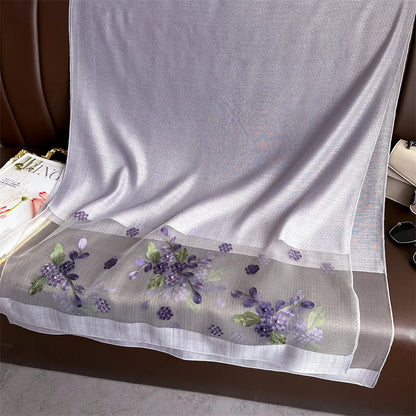 Luxury Women Hijab Shiny Lace Scarf Silk Soft Wool Shawls and Wraps Embroidery Flower Thin Scarves Foulard Female Bufanda New