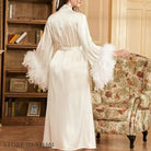 Luxury Feather Wedding Long Robe Dress