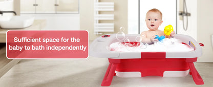 Baby Bathtub, Baby Bath Tub with Soft Cushion & Thermometer, Baby