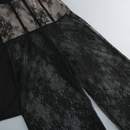 Luxury celebrity photography party nightclub evening gown lace strapless slim fit jumpsuit dress
