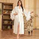 Luxury Feather Wedding Long Robe Dress