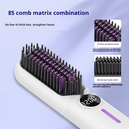 Lazy Wireless Straight Comb Portable LCD Hair Straightener Ceramic Heating